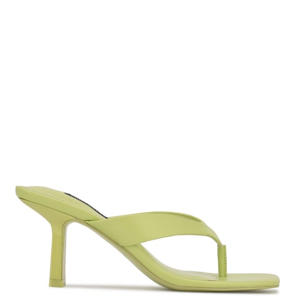 Nine West Neon/Lime Green Square Toe Heeled Sandals - Picture 4 of 11